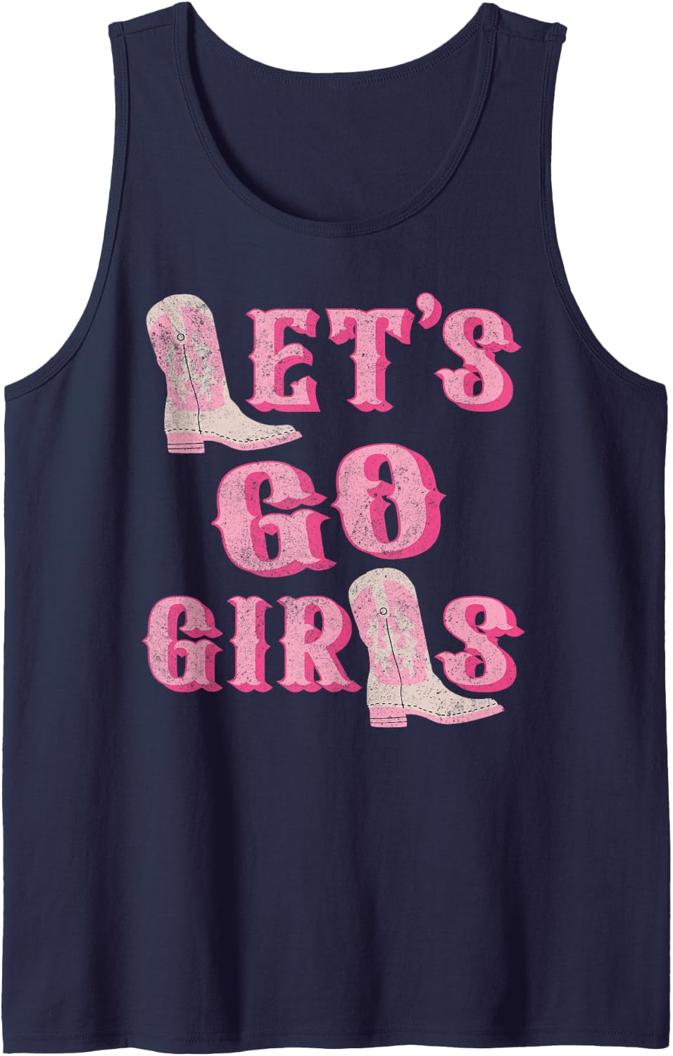 Let's Go Girls Western Cowgirl Boots Bachelorette Party Tank Top - Navy Blue