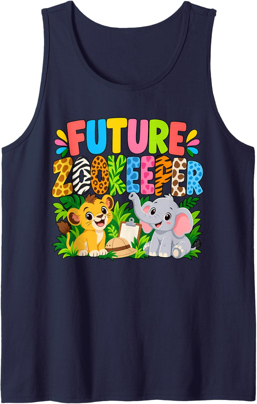 Future Zookeeper Zoo Trip Jungle Animal Safari Zoo Day Sleeveless Tank Top - Navy Blue