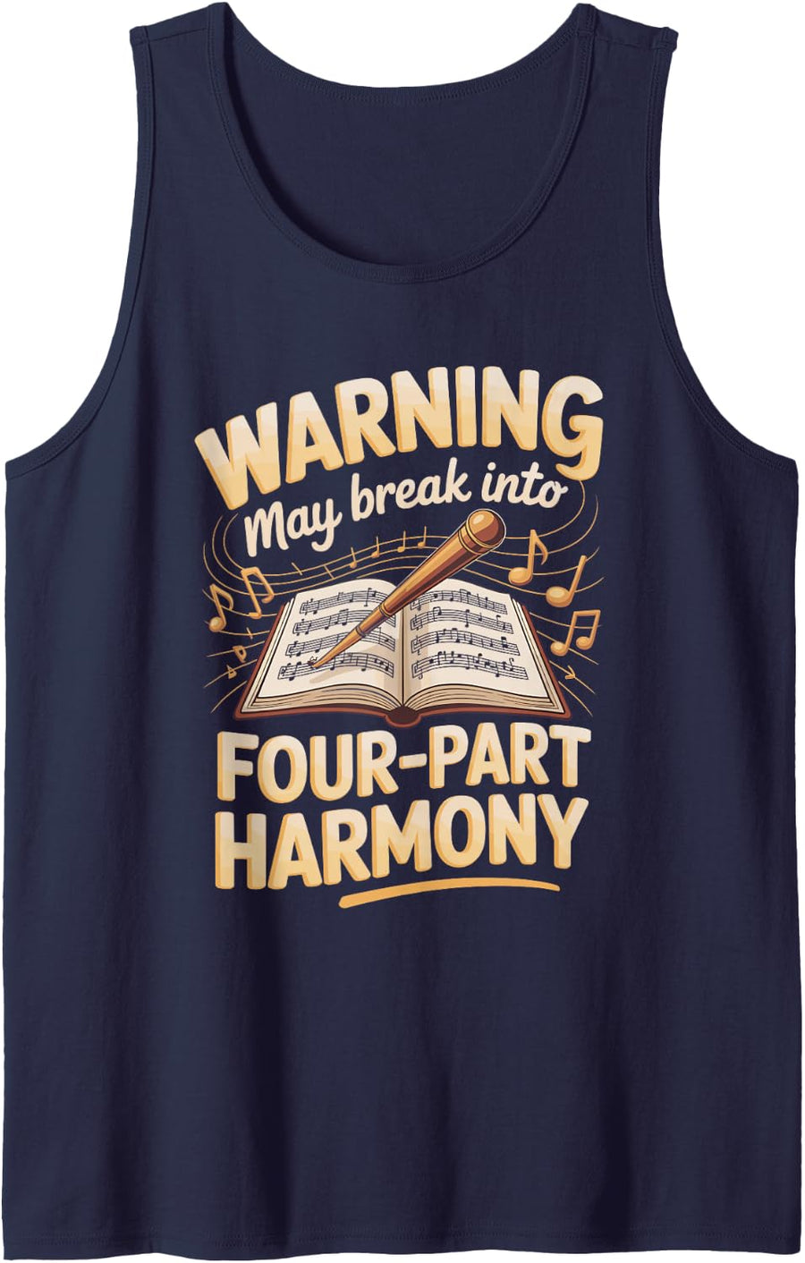 Warning May Break Into Four Part Harmony Conductor Choir Tank Top - Navy Blue