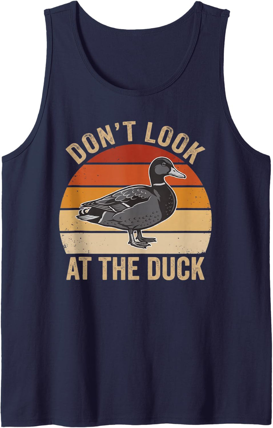 Don't Look At The Duck Funny Mallard Lover Weird Meme Humor Sleeveless Tank Top - Navy Blue