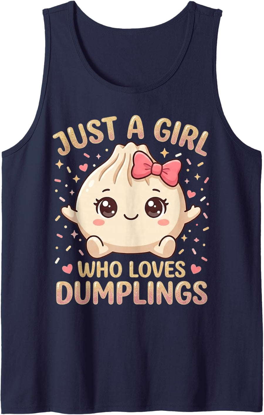 Just A Girl Who Loves Dumplings. Kawaii Anime Dumpling Lover Sleeveless Tank Top - Navy Blue
