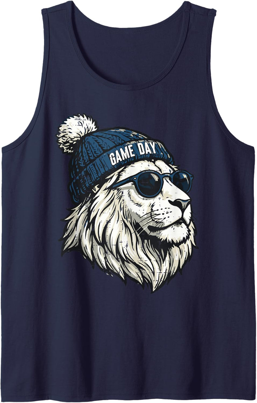 Lion Kids Boys Girls Youth Teen Women Men Sleeveless Tank Top - Navy Blue