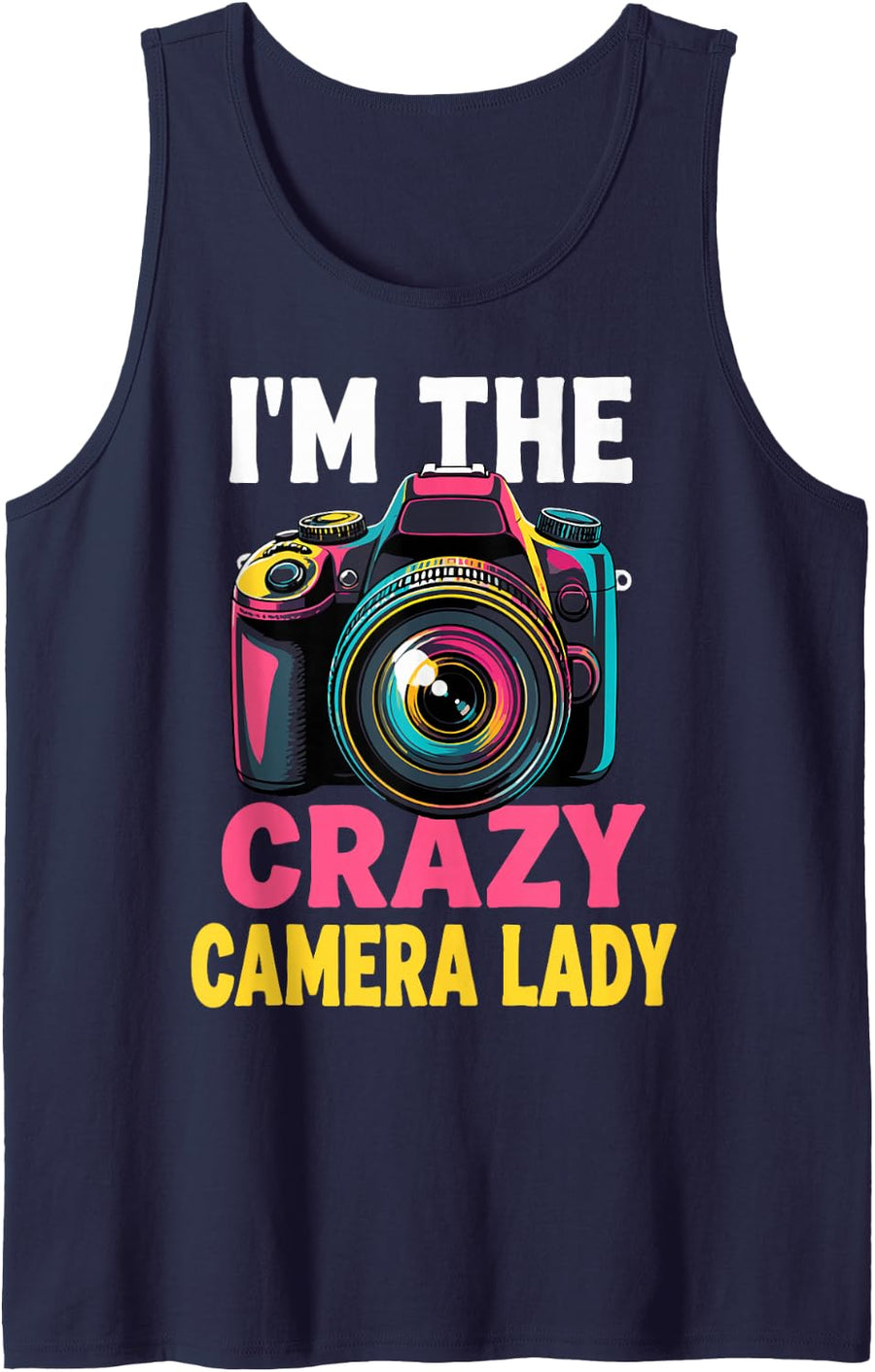 Lady Photography Mom Camera Woman Photographer Sleeveless Tank Top - Navy Blue