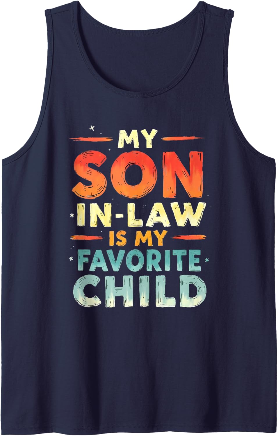 My Son-in-Law is My Favorite Child Retro Design Sleeveless Tank Top - Navy Blue