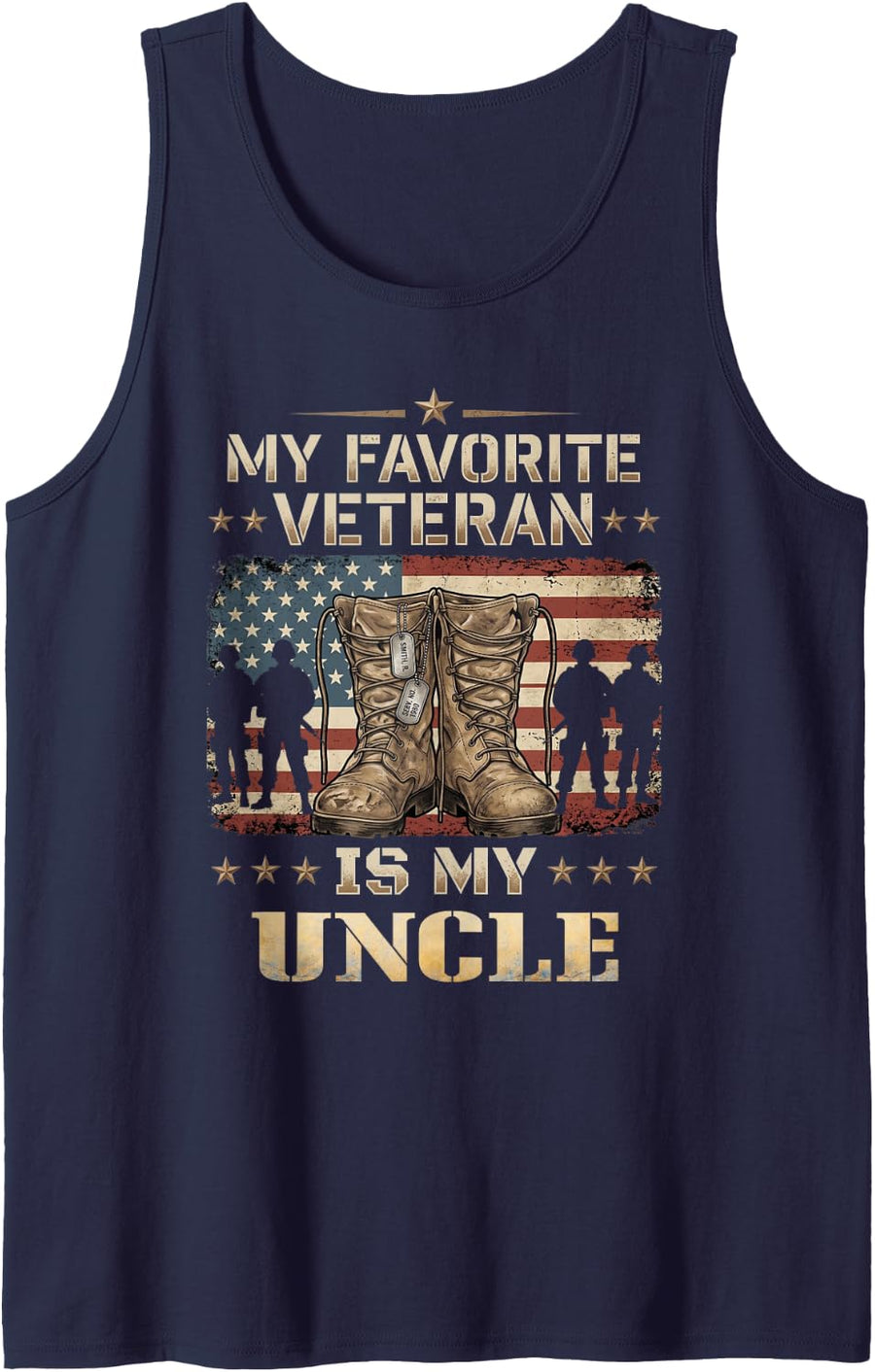 My Favorite Veteran is My Uncle Father's Day Veteran Day Sleeveless Tank Top - Navy Blue