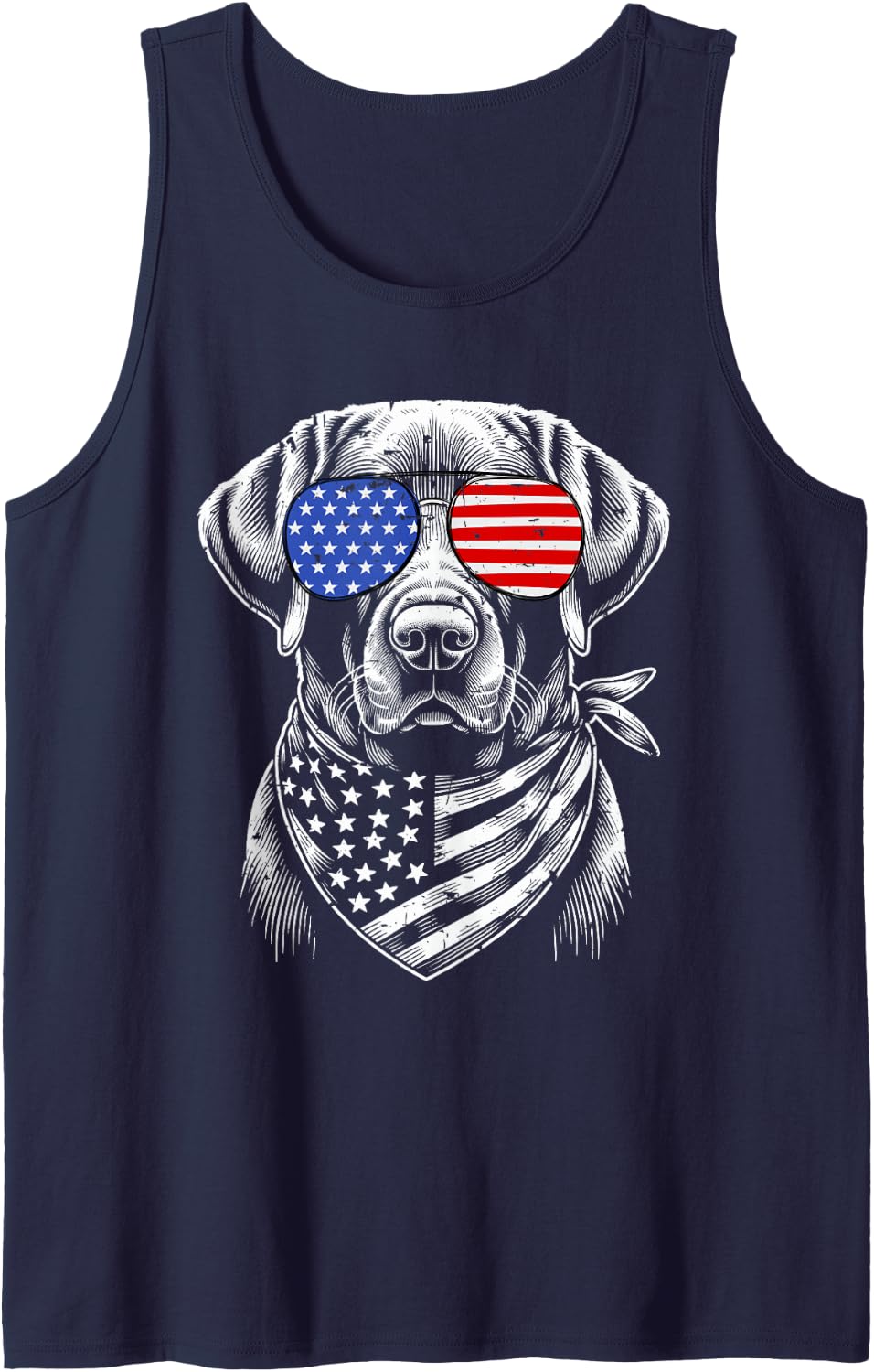 Labrador Retriever Patriotic 4th of July American US Flag Tank Top - Navy Blue