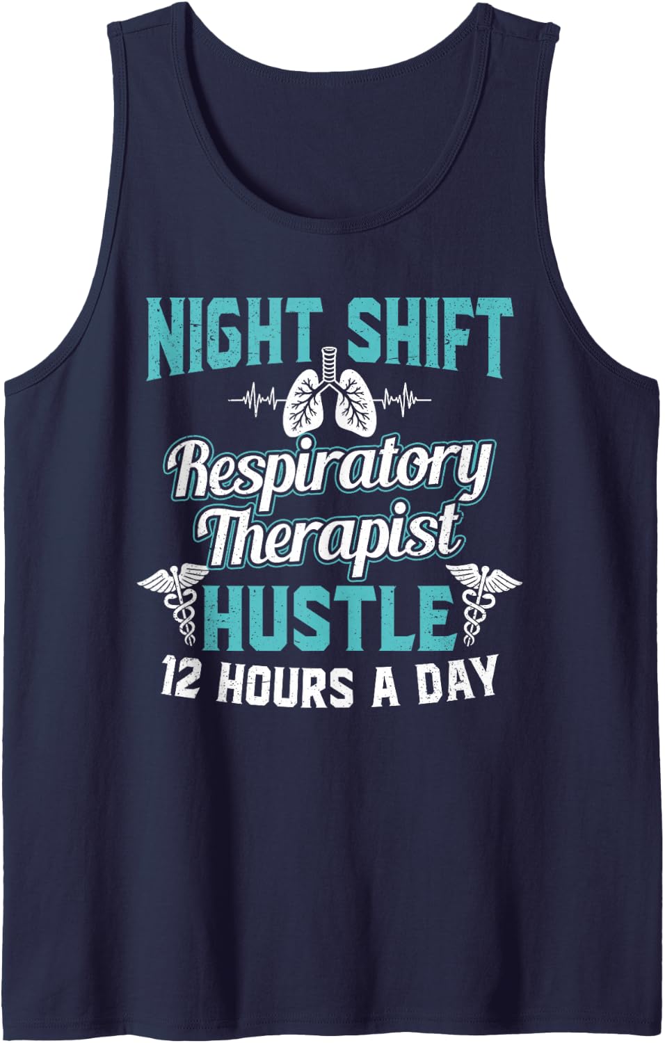 Night Shift Respiratory Therapist RT Therapy RRT Tank Top - Navy Blue