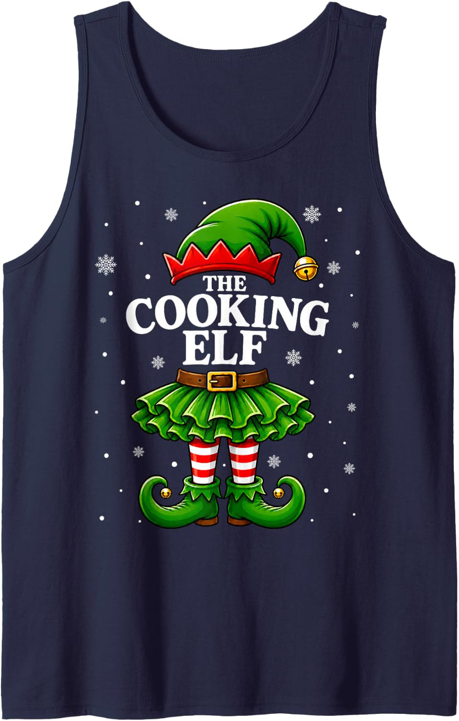 Cooking Elf Christmas Matching Family Women Girls Xmas Sleeveless Tank Top - Navy Blue
