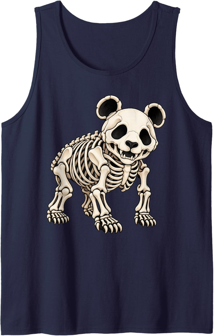 Panda Bear Skeleton Halloween Sleeveless Tank Top - Navy Blue