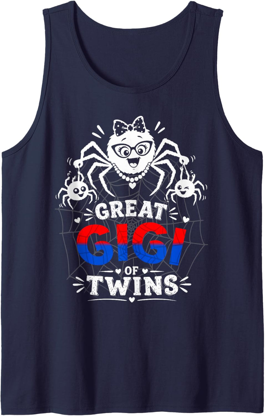 Gigi of Twins Cute Spider Grandmothers Family Tank Top - Navy Blue