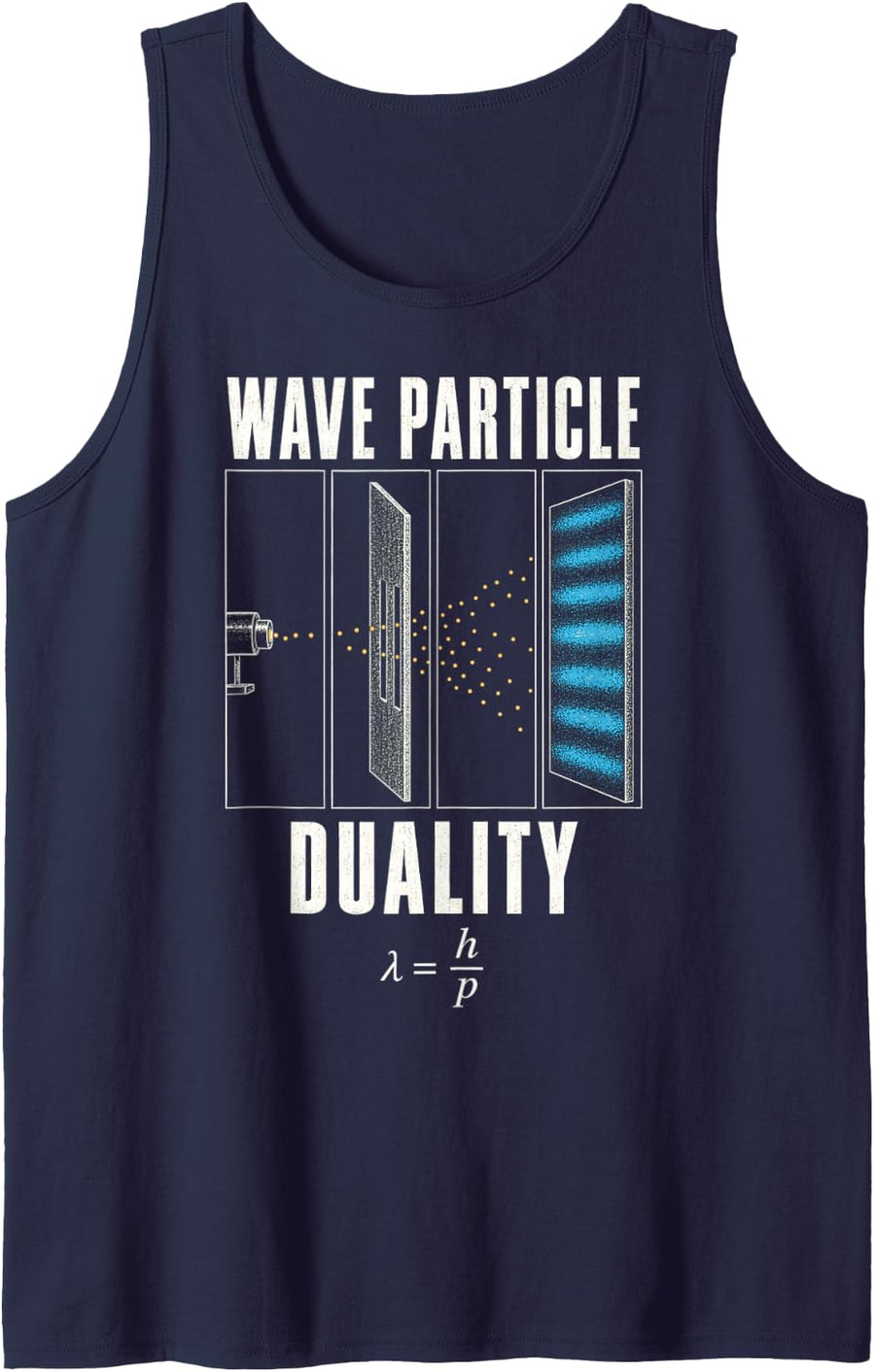 Physics Wave Particle Duality Double Slit Experiment Science Sleeveless Tank Top - Navy Blue