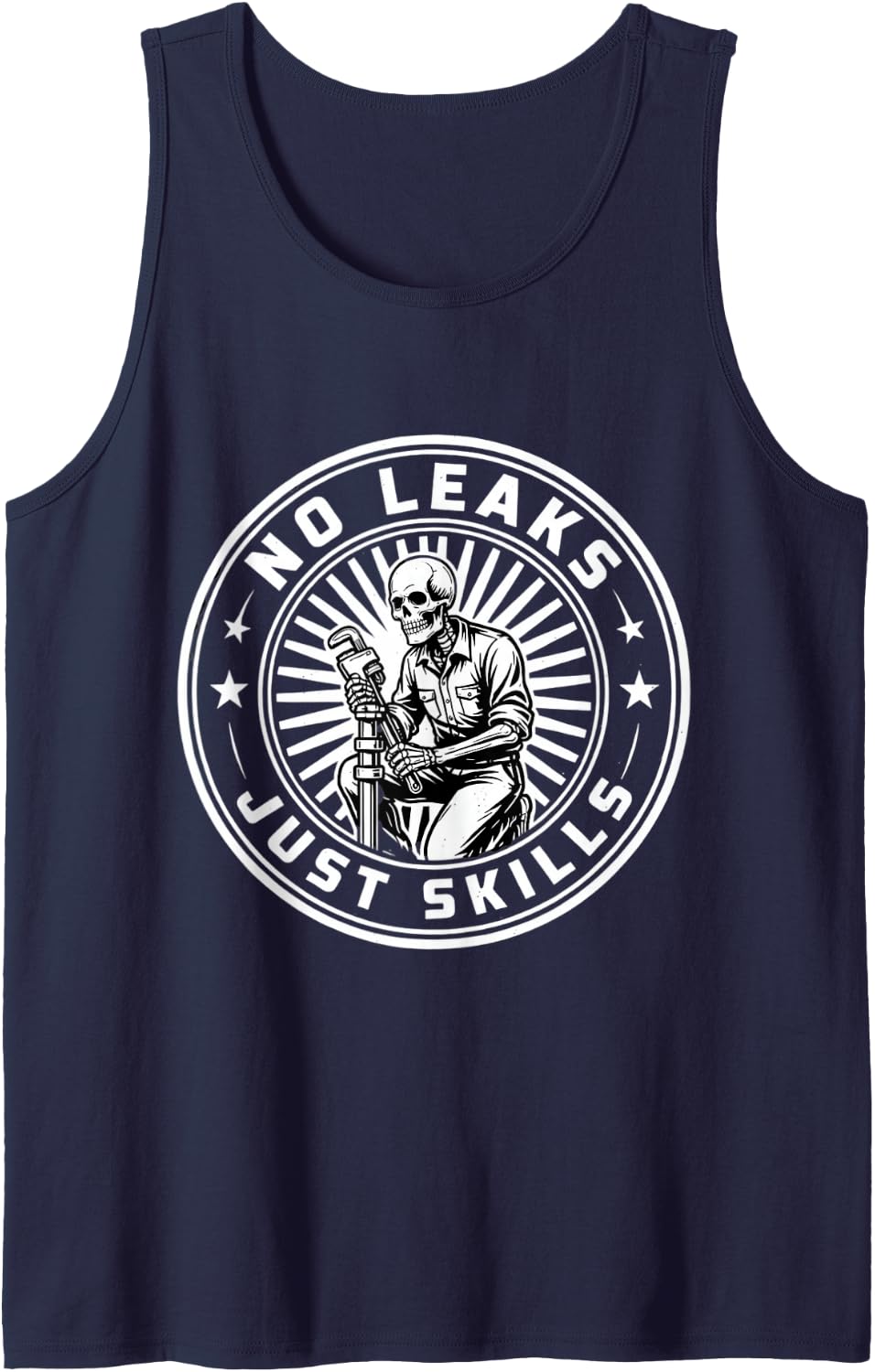 Plumber Pipe Wrench Plumbing Trade Professional Sleeveless Tank Top - Navy Blue