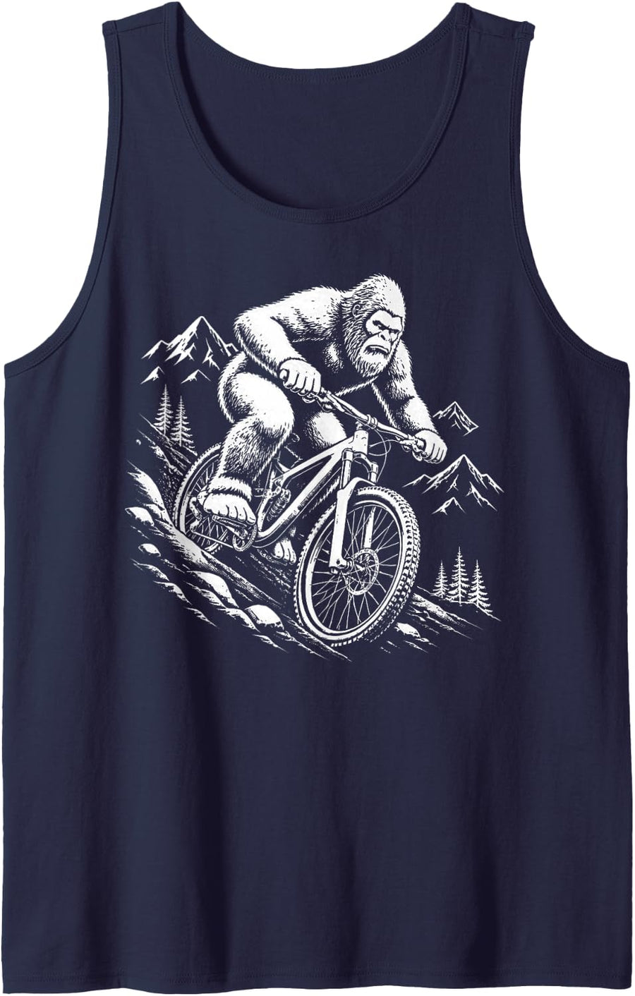 Bigfoot Downhill Mountain Bike Trail Racing MTB Rider Sleeveless Tank Top - Navy Blue