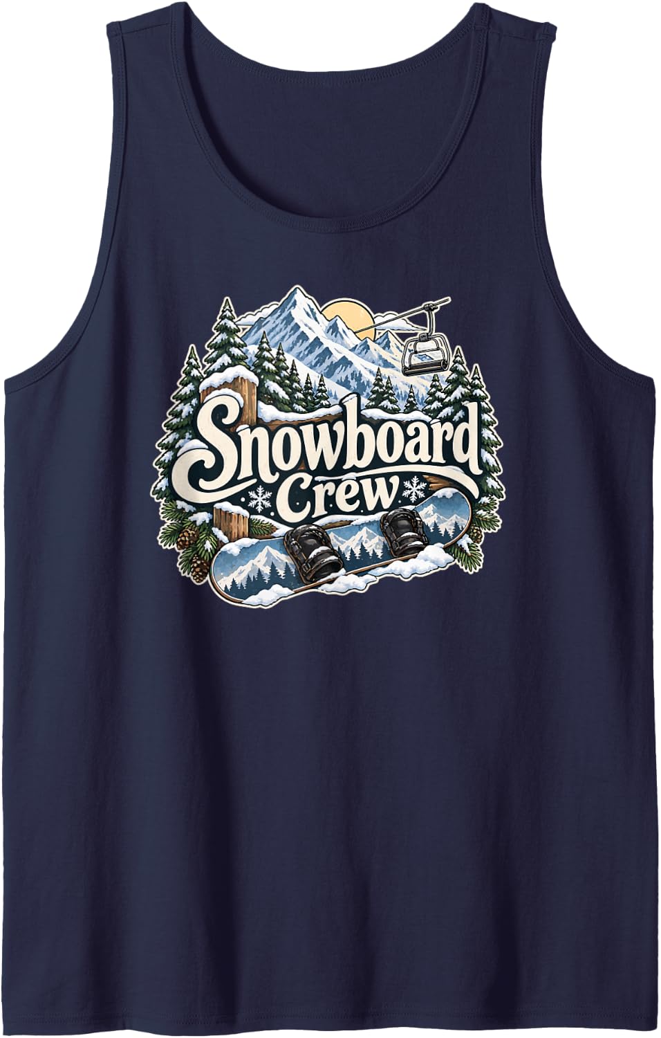 Snowboard Crew Mountain Winter Sports Snowboarding Rider Sleeveless Tank Top - Navy Blue