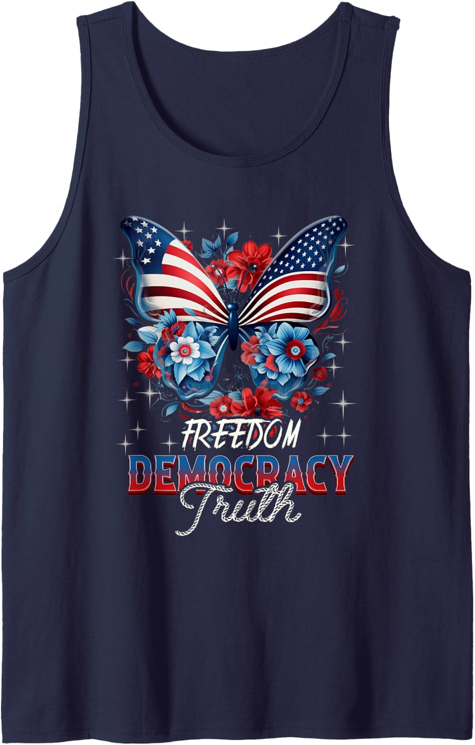 Patriotic Subtle Anti-trump Coquette Patriotic 4th Of July Tank Top - Navy Blue