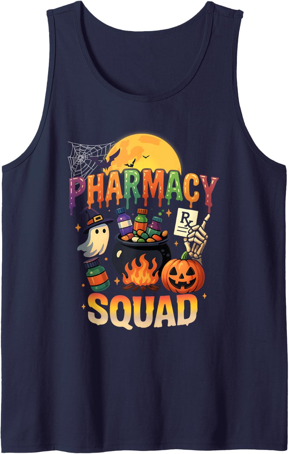 Pharmacy Squad Halloween for Pharmacist and Technician Sleeveless Tank Top - Navy Blue