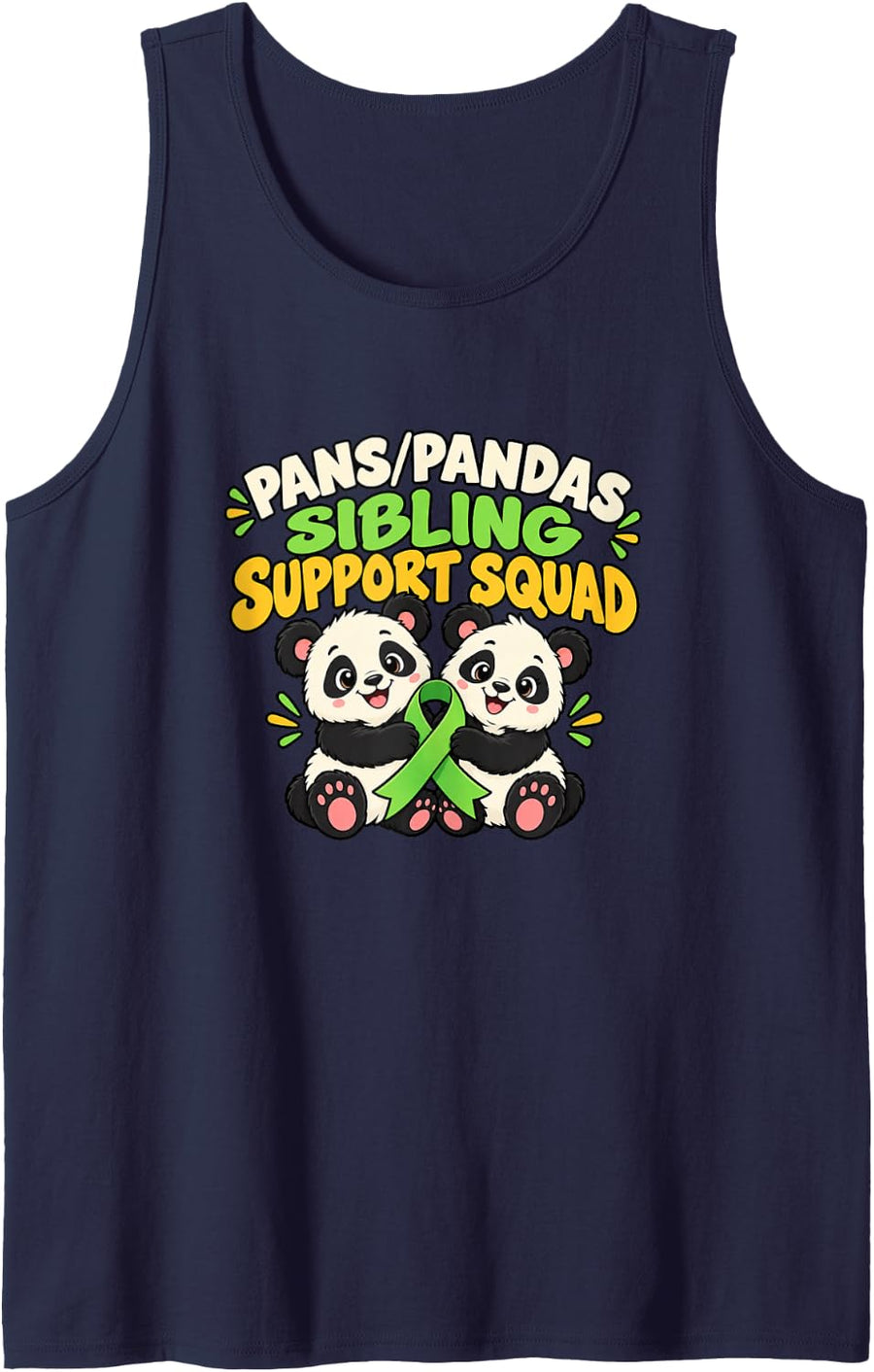Pans Pandas Sibling Support Squad Panda Family Sleeveless Tank Top - Navy Blue