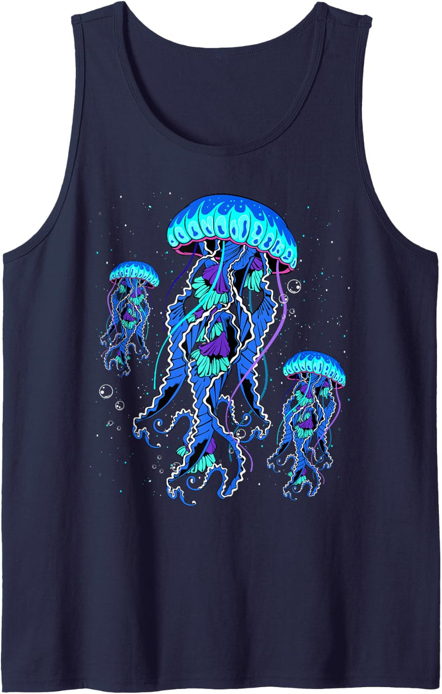 Jellyfish Medusa Jellies Blue Marine Sea Ocean Diver Surfer Tank Top - Navy Blue