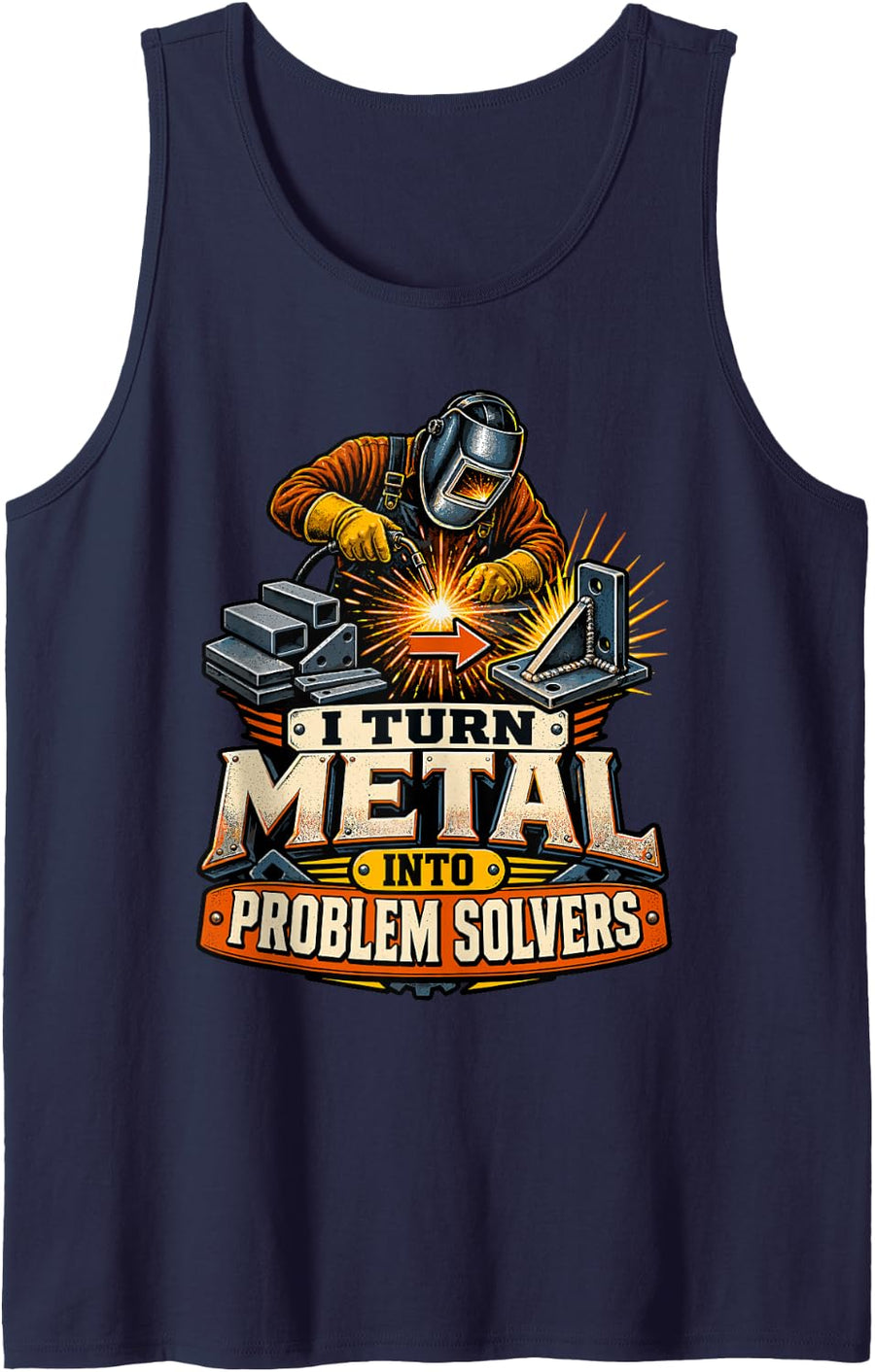 Funny Welding Worker Welder Tank Top - Navy Blue