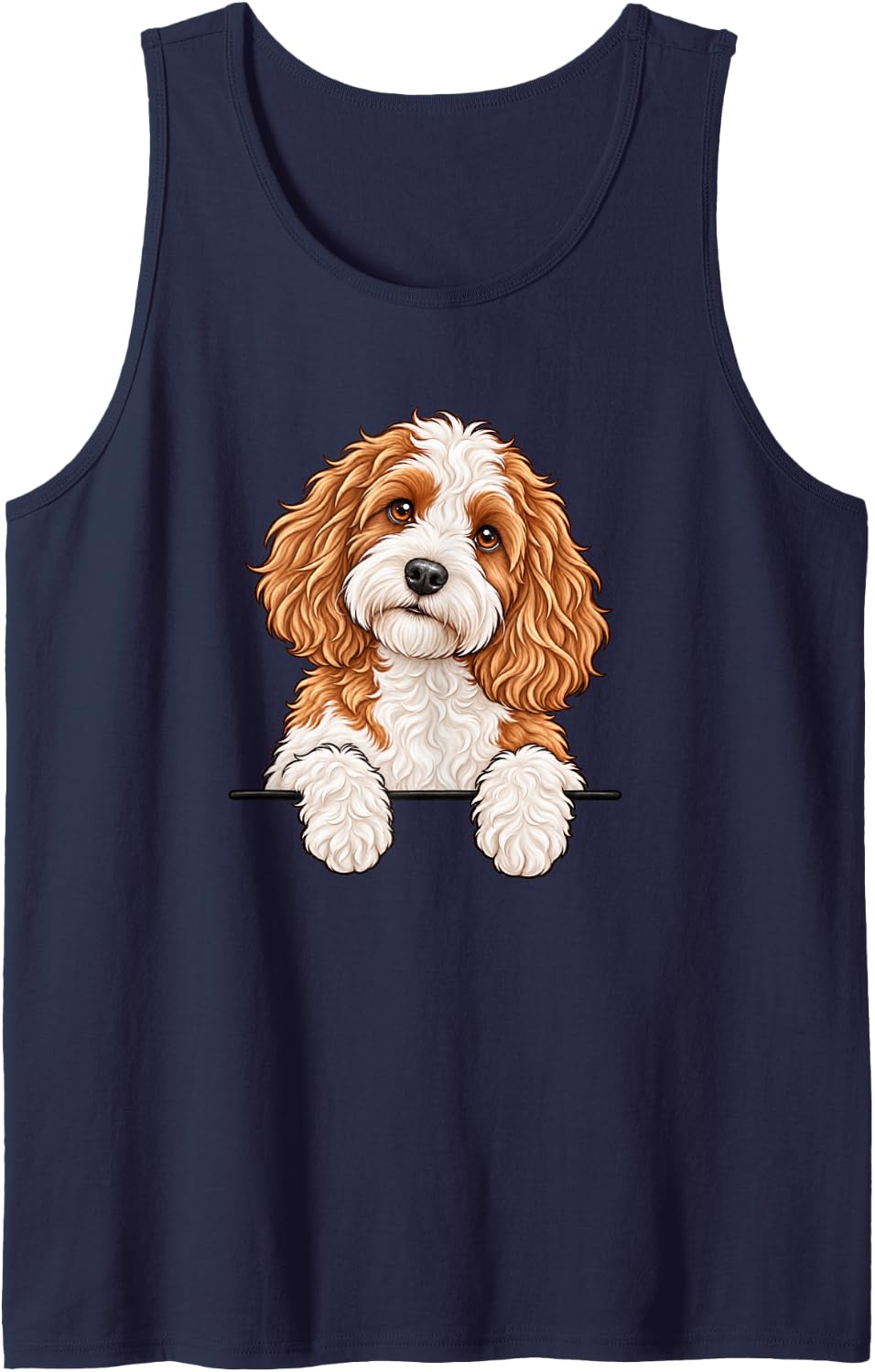 Womens Moms Orange Parti Cockapoo Dog Mama Lover Sleeveless Tank Top - Navy Blue