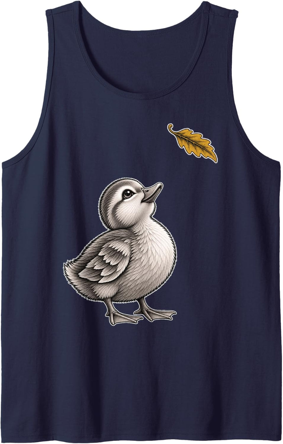 Cute Duck Lover Autumn Leaf Sleeveless Tank Top - Navy Blue