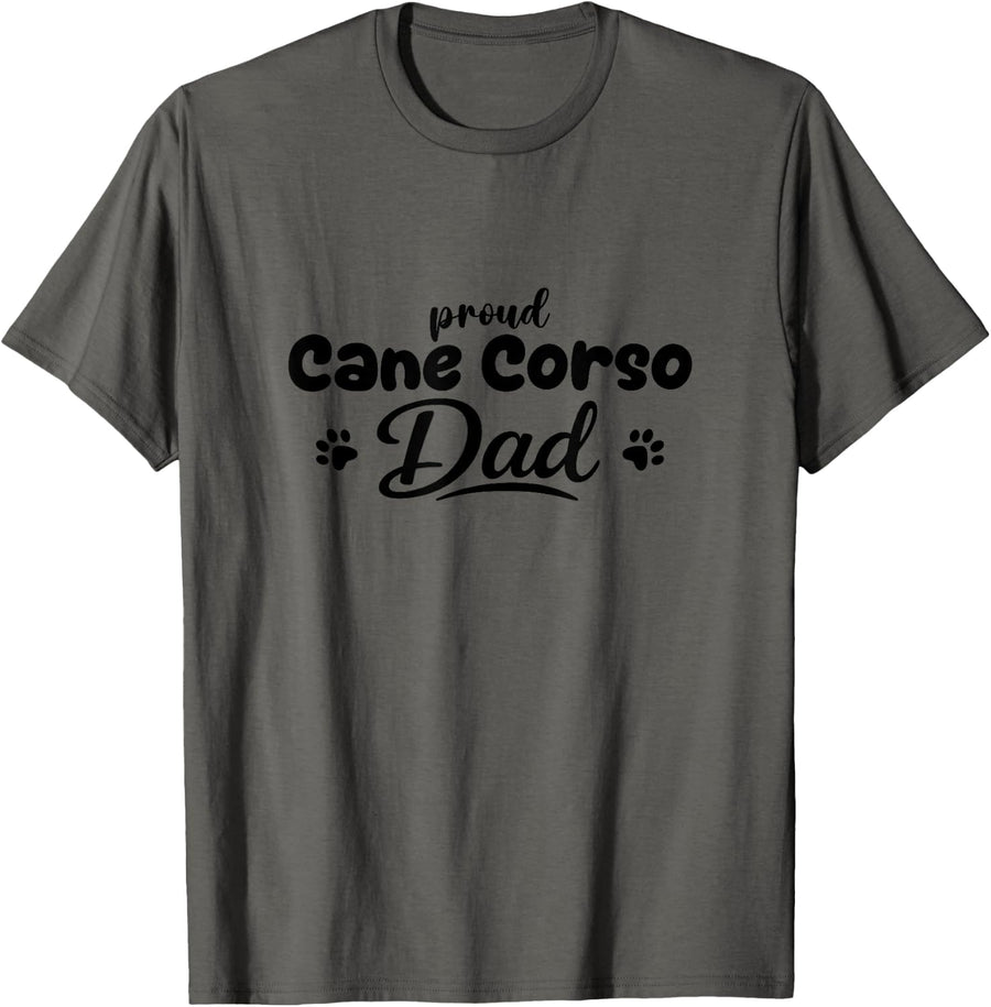 Cane Corso Proud Dog Dad Paw T-Shirt - Asphalt Grey