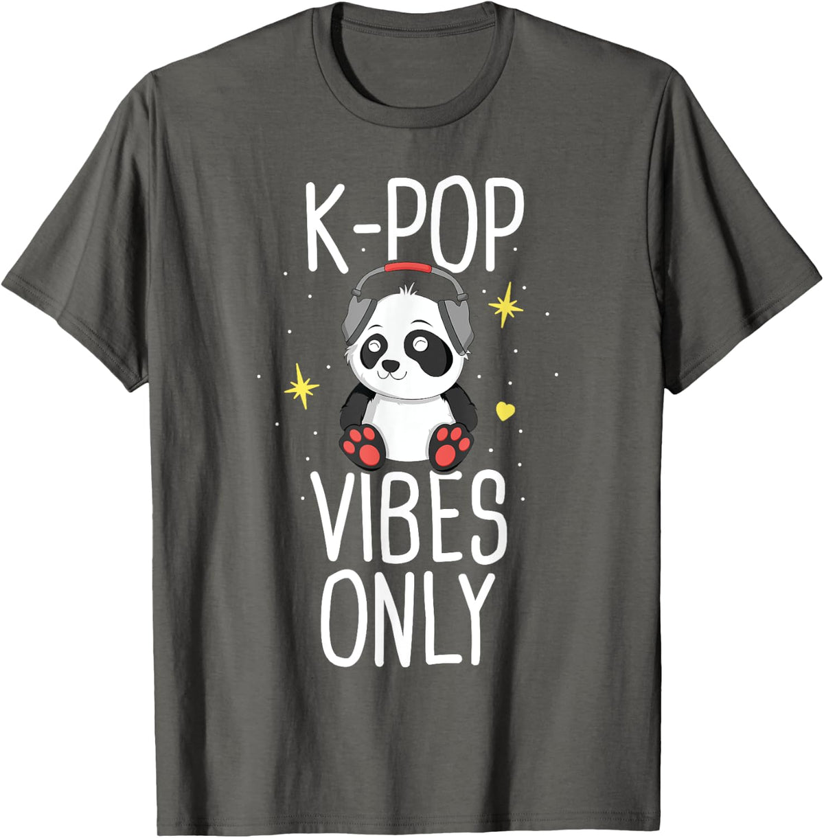 K-Pop Vibes Only T-Shirt Korean Merchandise Panda Kawaii - Asphalt Grey