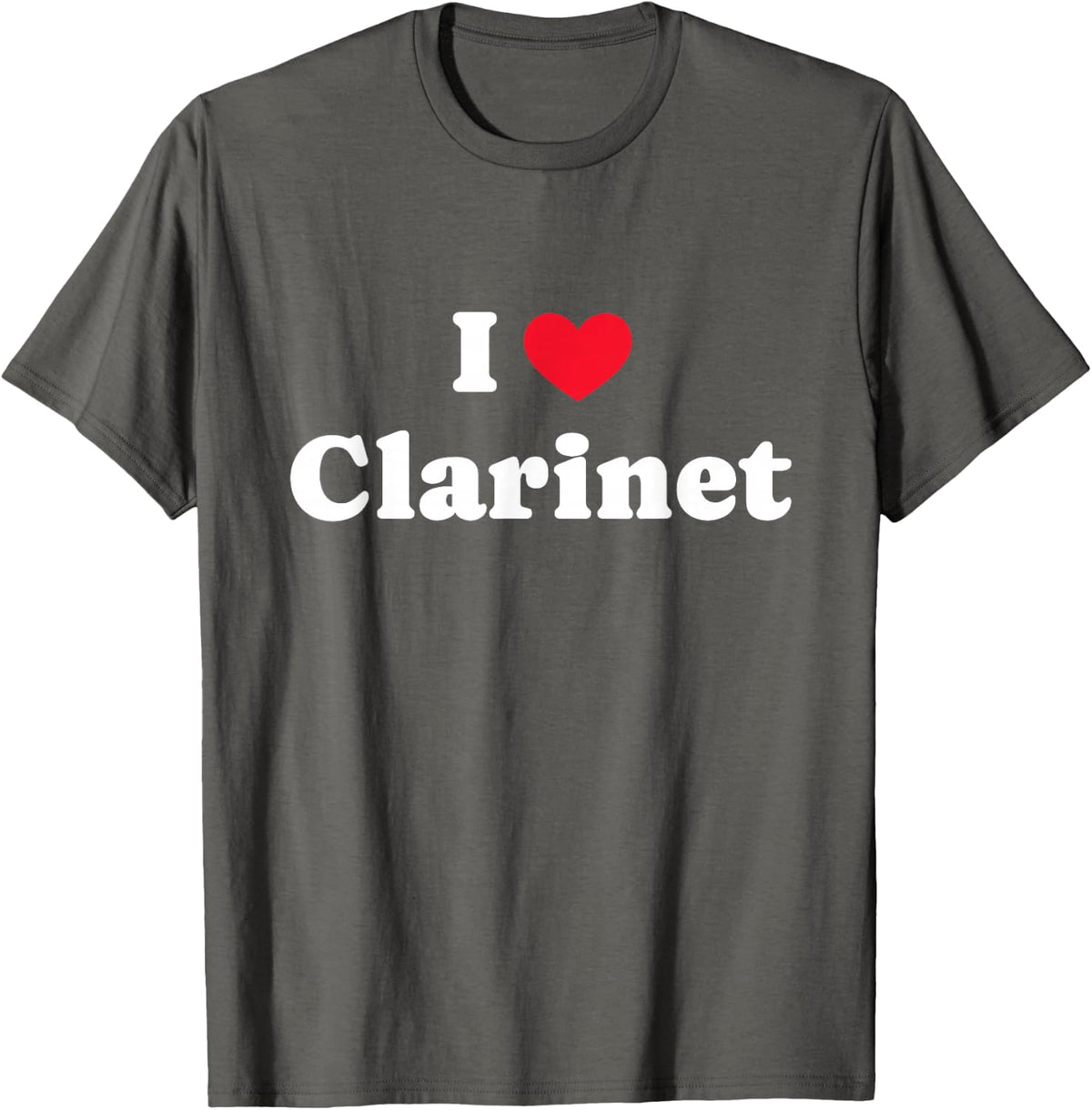 I Love Clarinet Clarinetist T-Shirt - Asphalt Grey