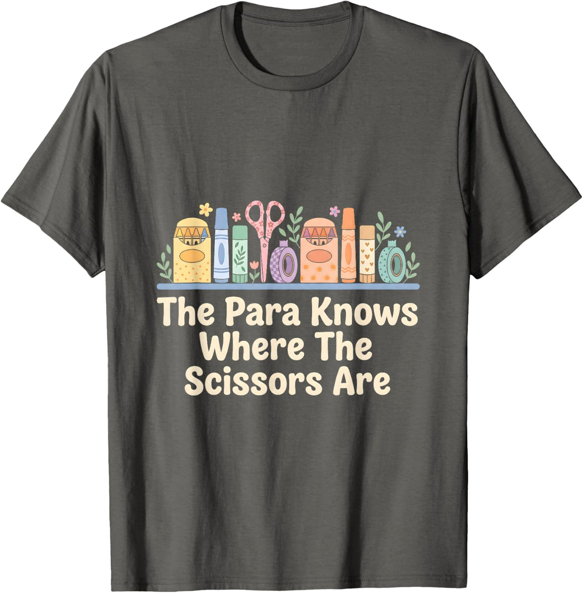 Paraprofessional Scissors School aide Educator T-Shirt - Asphalt Grey