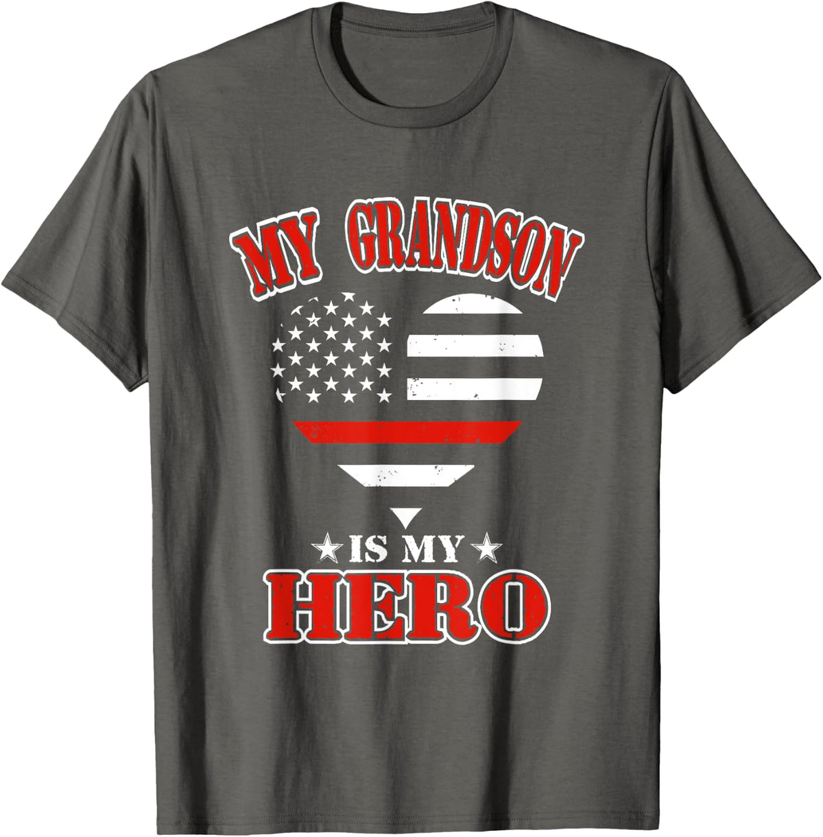 Firefighter Fireman Thin Red Line T-Shirt - Asphalt Grey