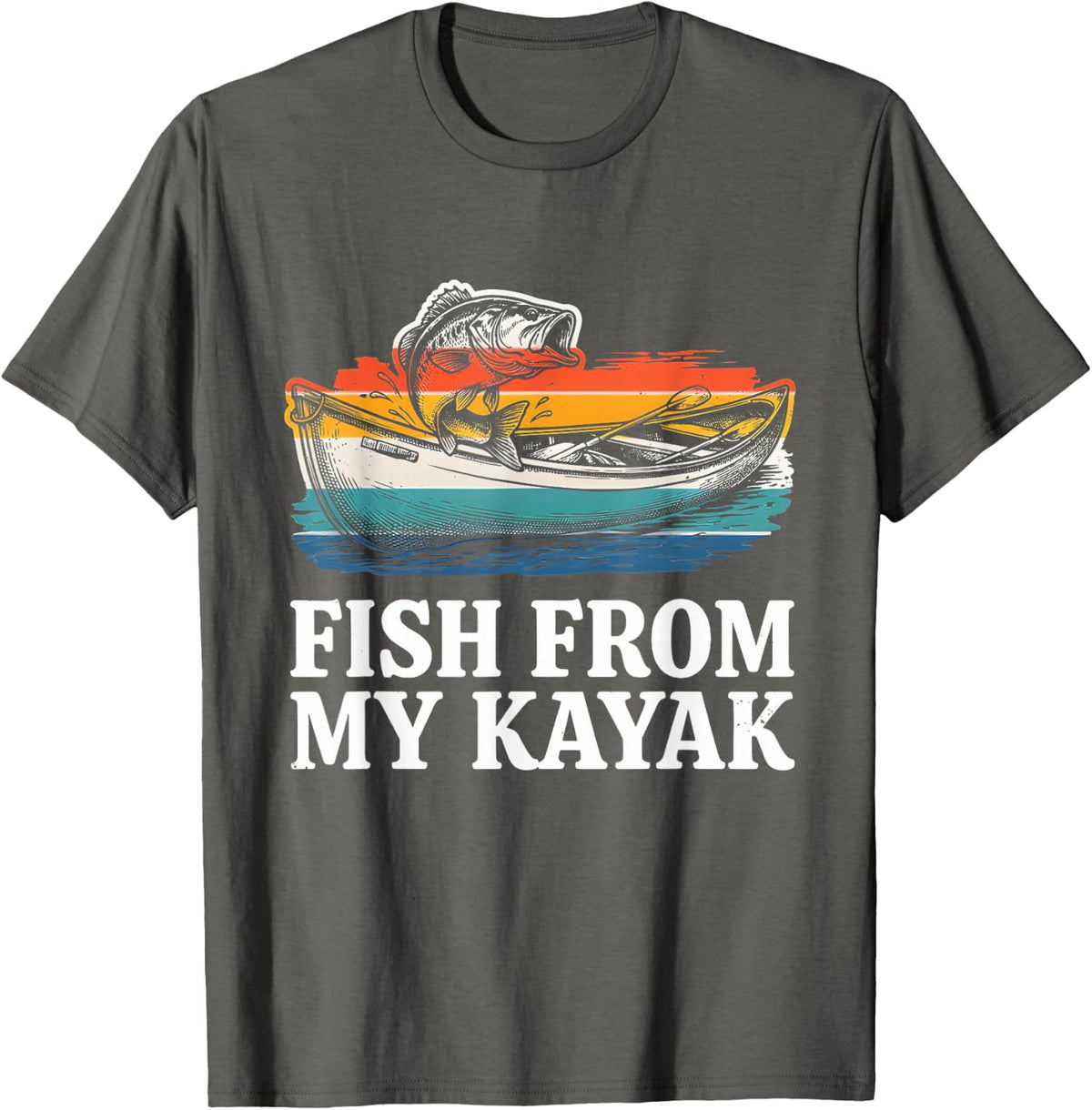 Kayaker Kayaking Retro T-Shirt - Asphalt Grey