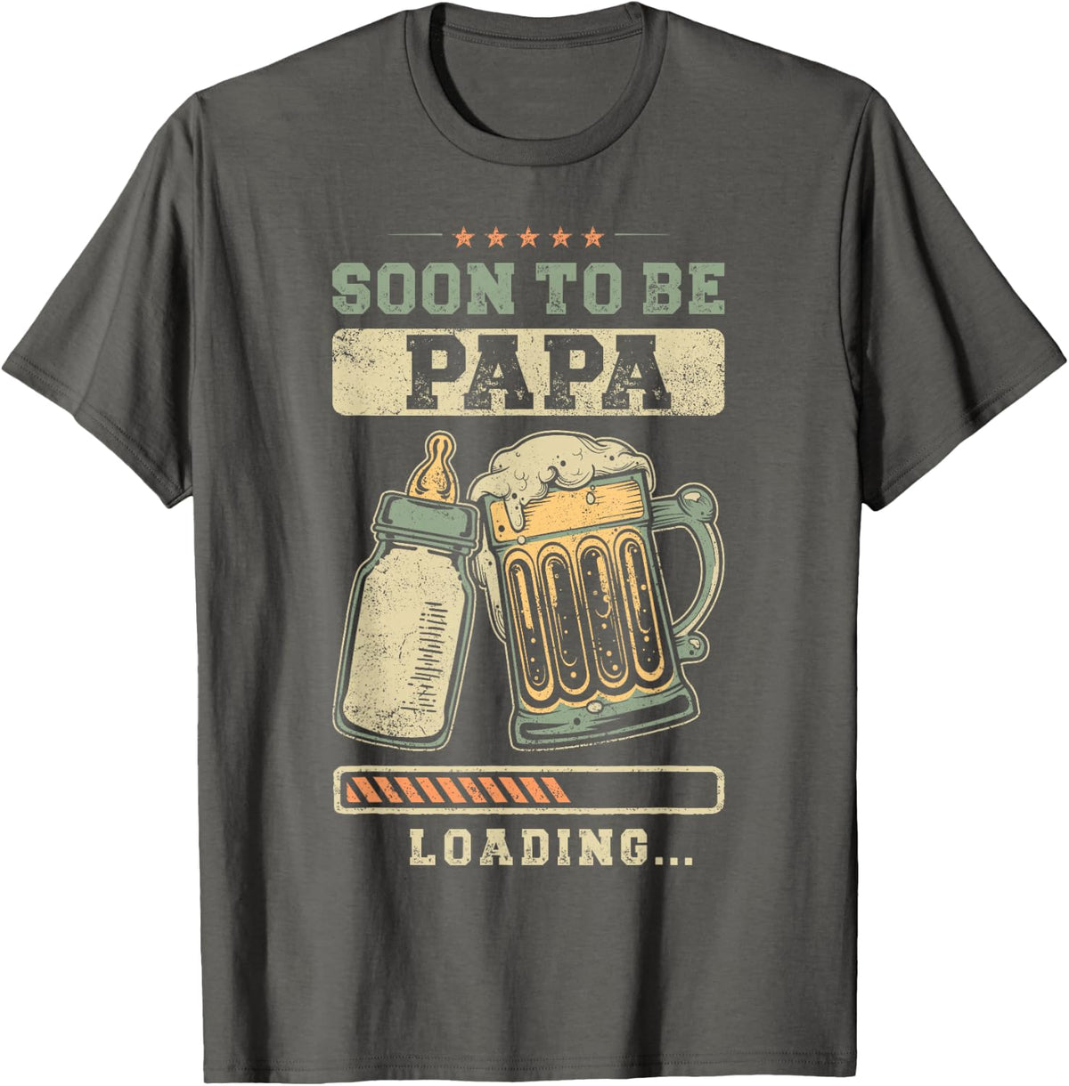 Soon Daddy Loading Baby Announcement To Be Dad T-Shirt - Asphalt Grey