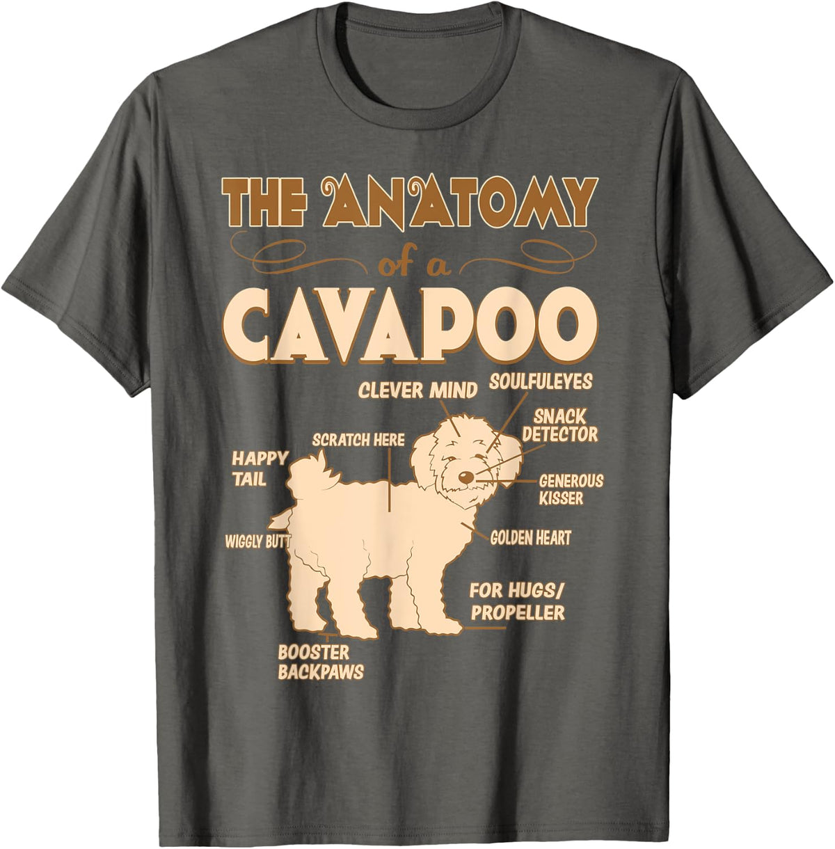The Anatomy Of Cavapoo Pet Lovers Gift Tshirt - Asphalt Grey