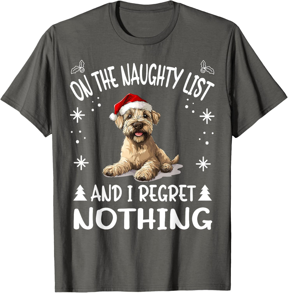 Cute Soft Coated Wheaten Terrier Dog Christmas On The T-Shirt - Asphalt Grey