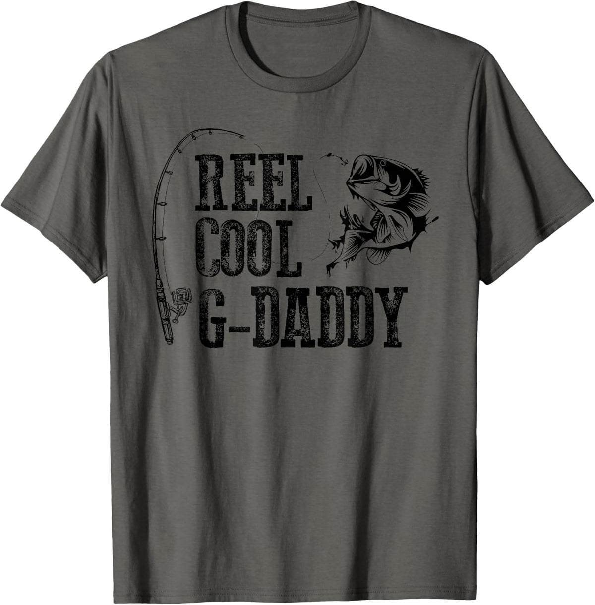 G-Daddy Fishing: Reel Cool G-Daddy Funny Design T-Shirt - Asphalt Grey