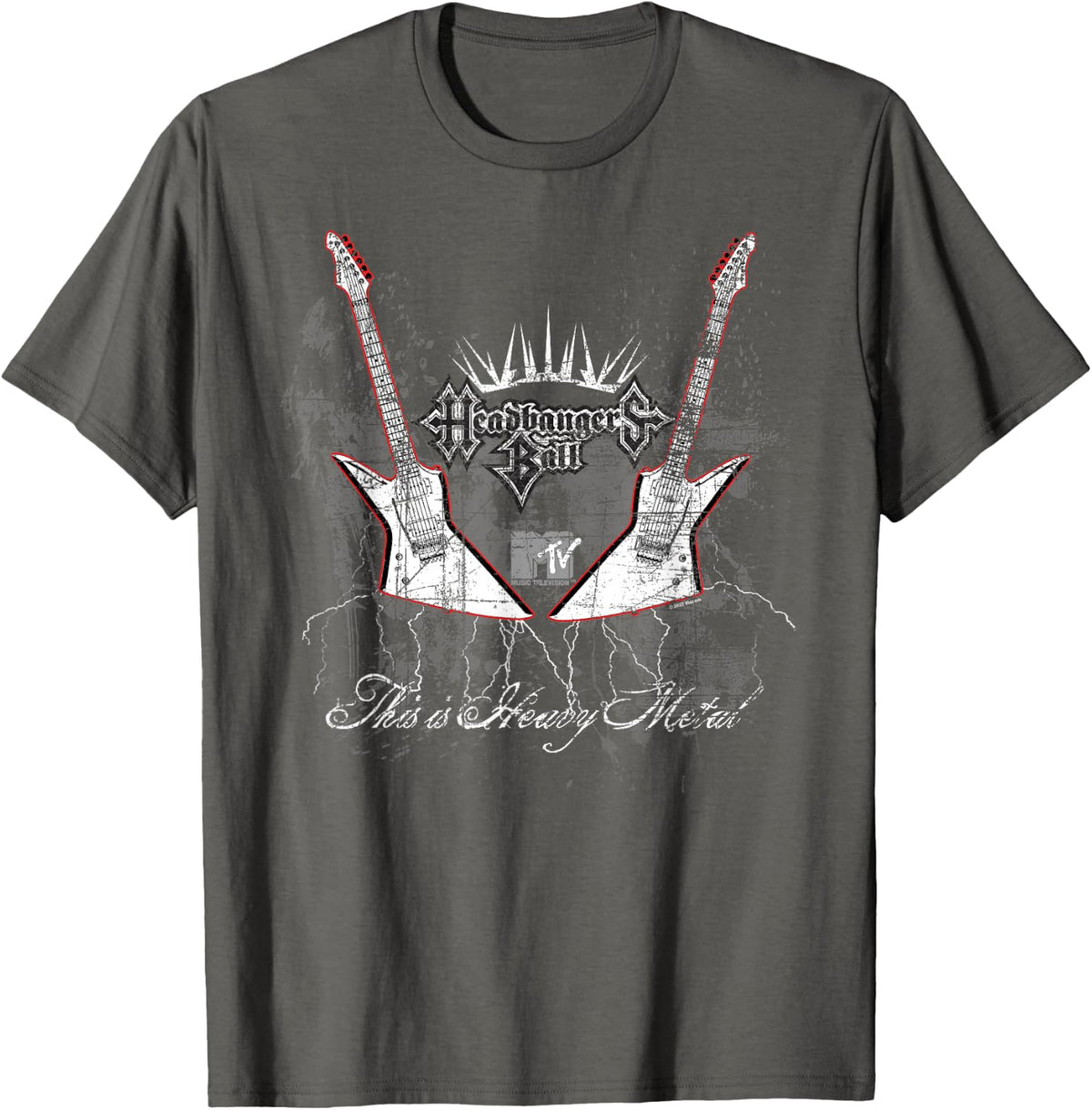 Headbangers Ball Distressed Guitars T-Shirt - Asphalt Grey