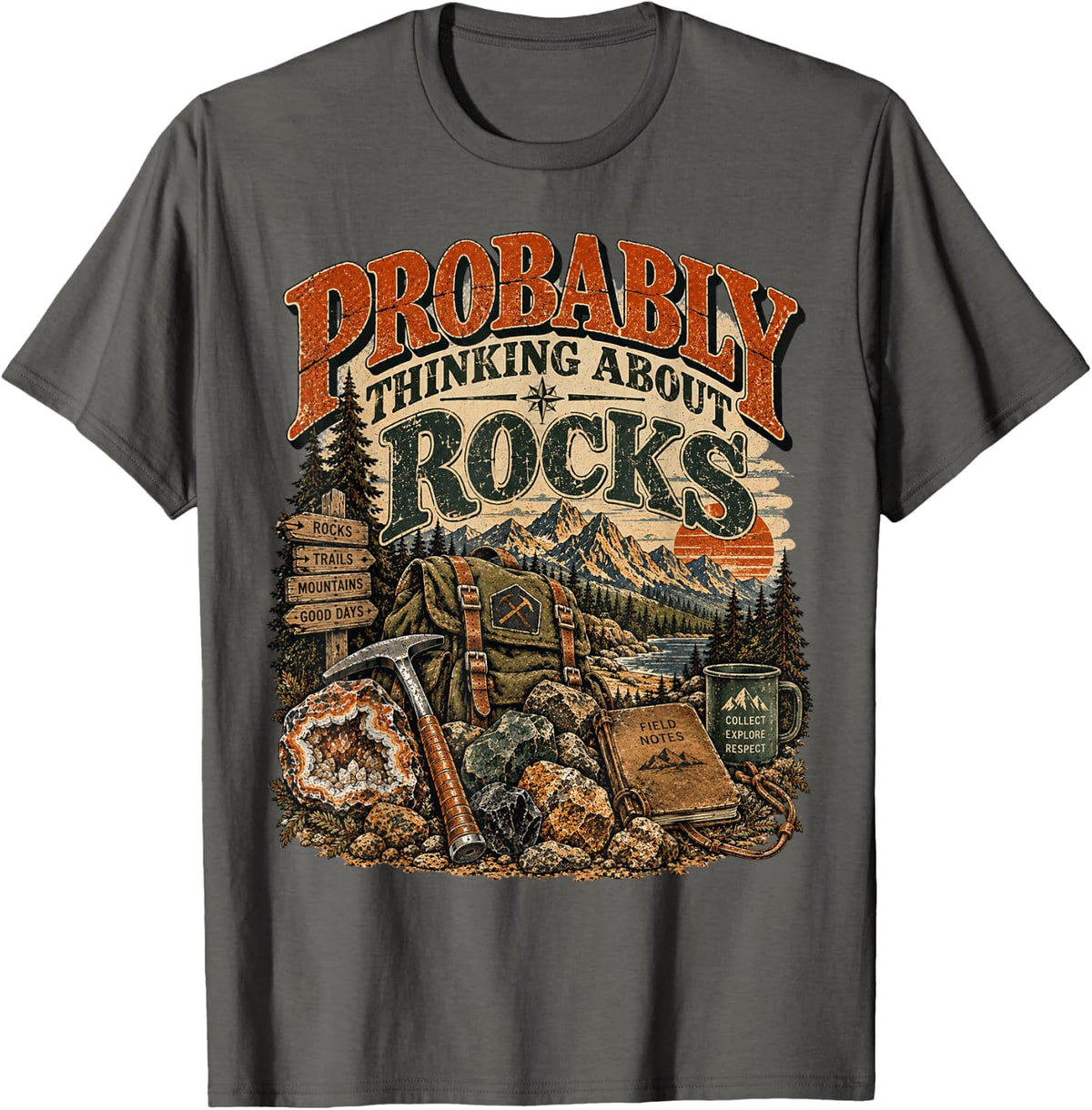 Funny Rock Collector RockHounder Geologist T-Shirt - Asphalt Grey