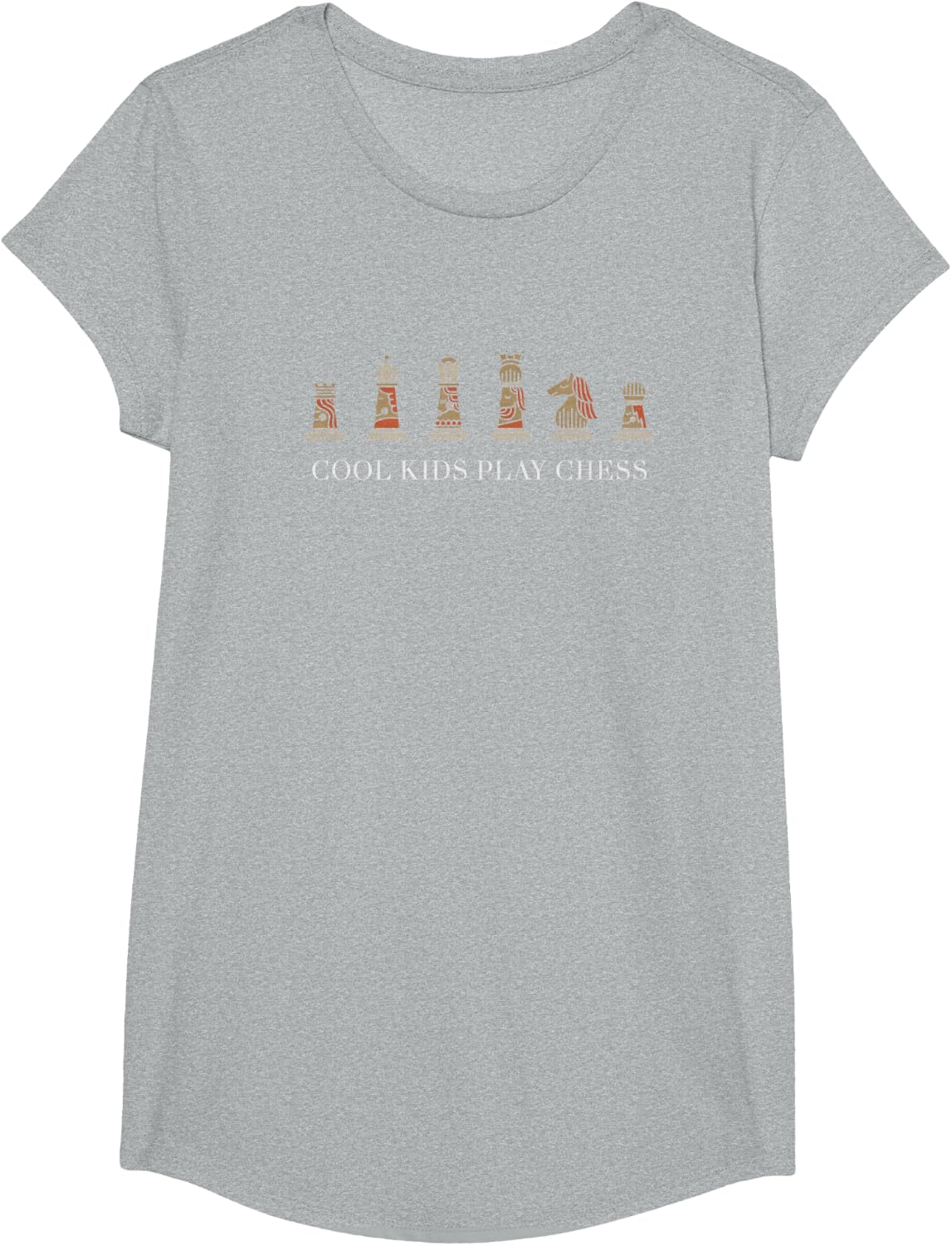 Cool Kids Play Chess T-Shirt - Girls Heather Grey