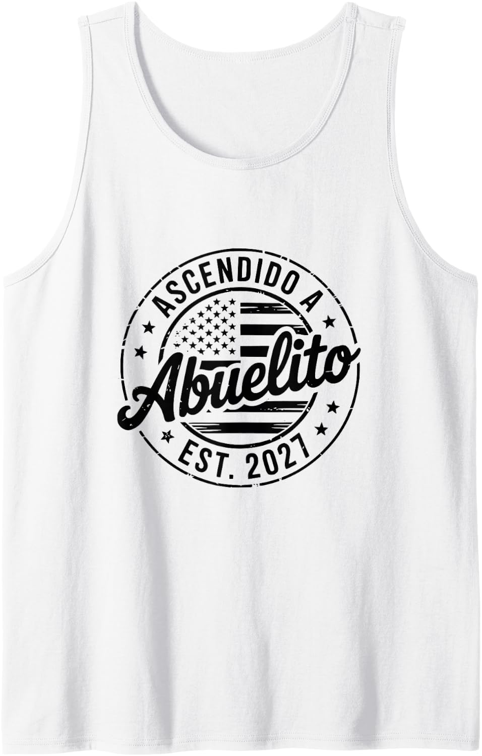 Men's Sello Bandera USA Ascendido A Abuelito Est 2027 Kid Granddad Tank Top - White