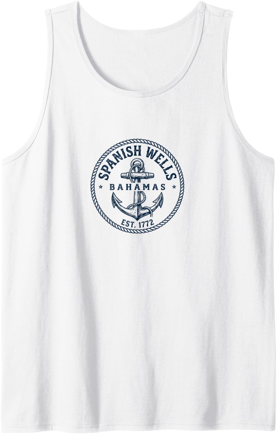 Spanish Wells Bahamas Vintage Boat Anchor Design Tank Top - White
