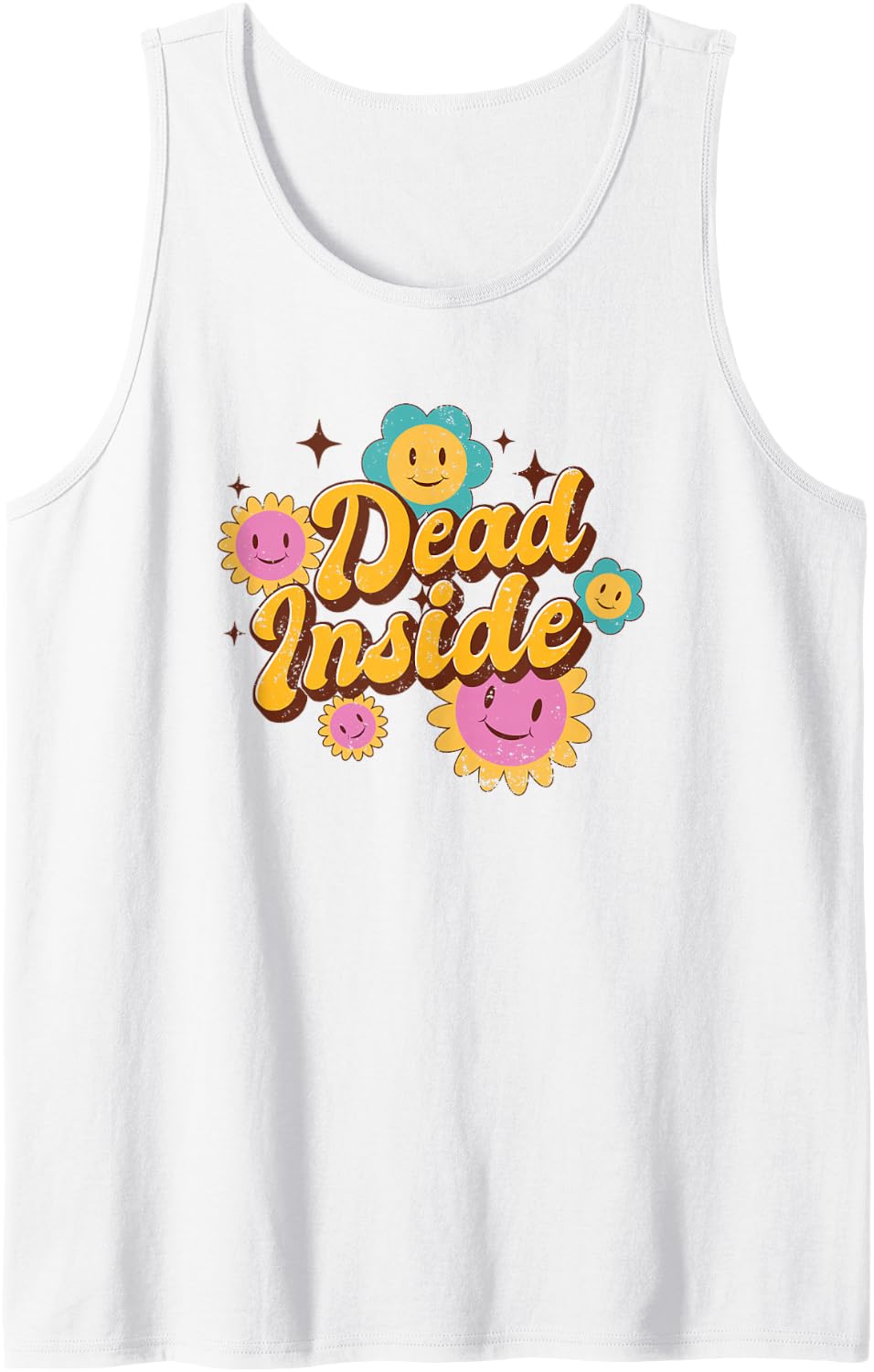 Dead Inside Sarcasm Quote/Funny Emo Retro Vintage Design Sleeveless Tank Top - White