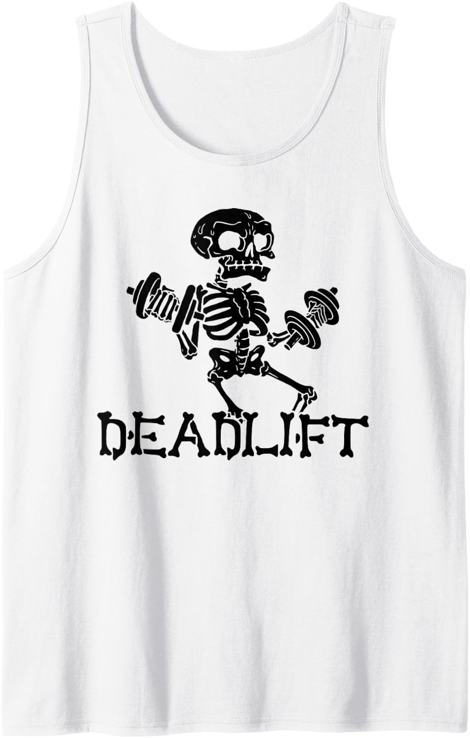 Deadlift Halloween Skeleton Workout Bodybuilding Gym Lovers Sleeveless Tank Top - White
