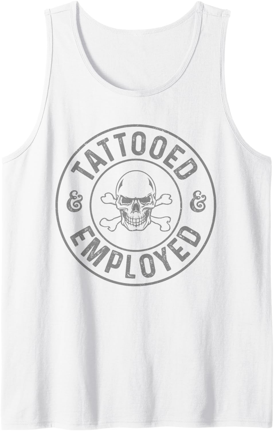 Tattooed & Employed Tattoo Artist Skull Tattoo Tank Top - White
