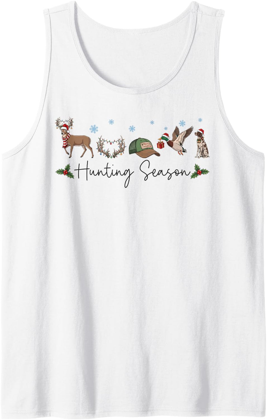 Deer Duck Hunting Hunter Vintage Hunting Season Christmas Sleeveless Tank Top - White