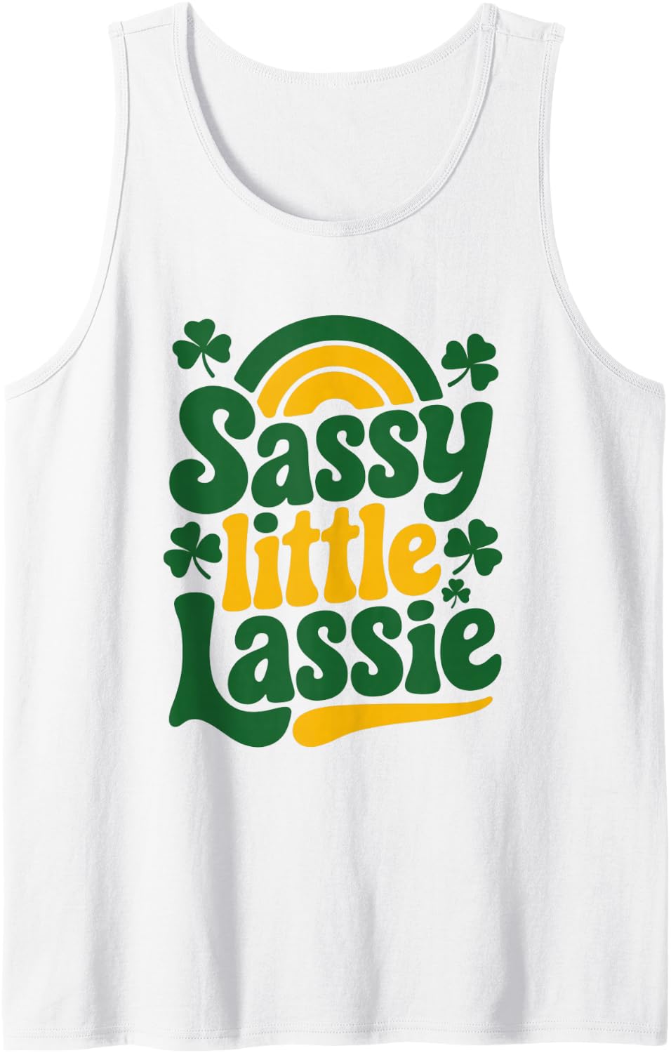 Irish Pride Sassy Little Lassie Girls Irish St Patrick Sleeveless Tank Top - White