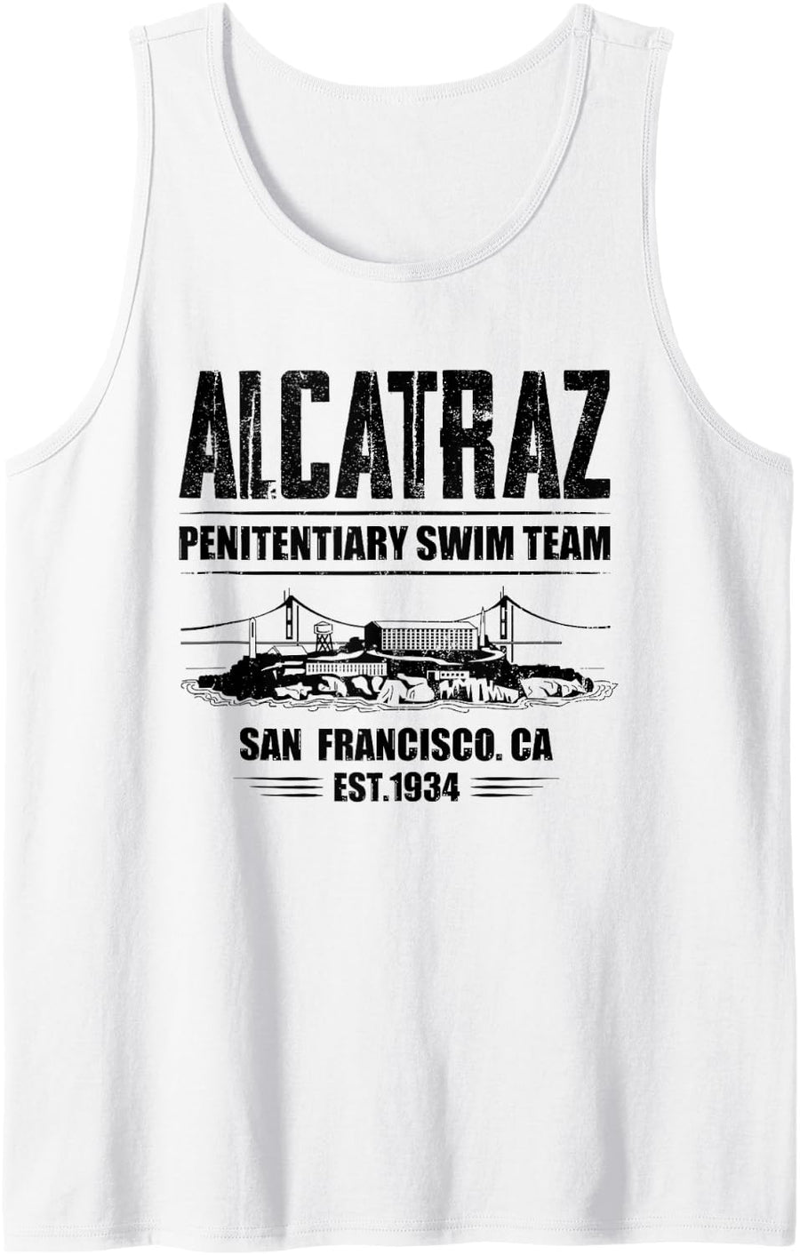 Alcatraz Penitentiary Swim Team Tank Top - White