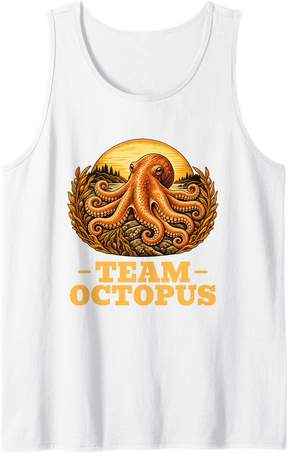Team Octopus Vintage Ocean Retro Animal Lover Sleeveless Tank Top - White