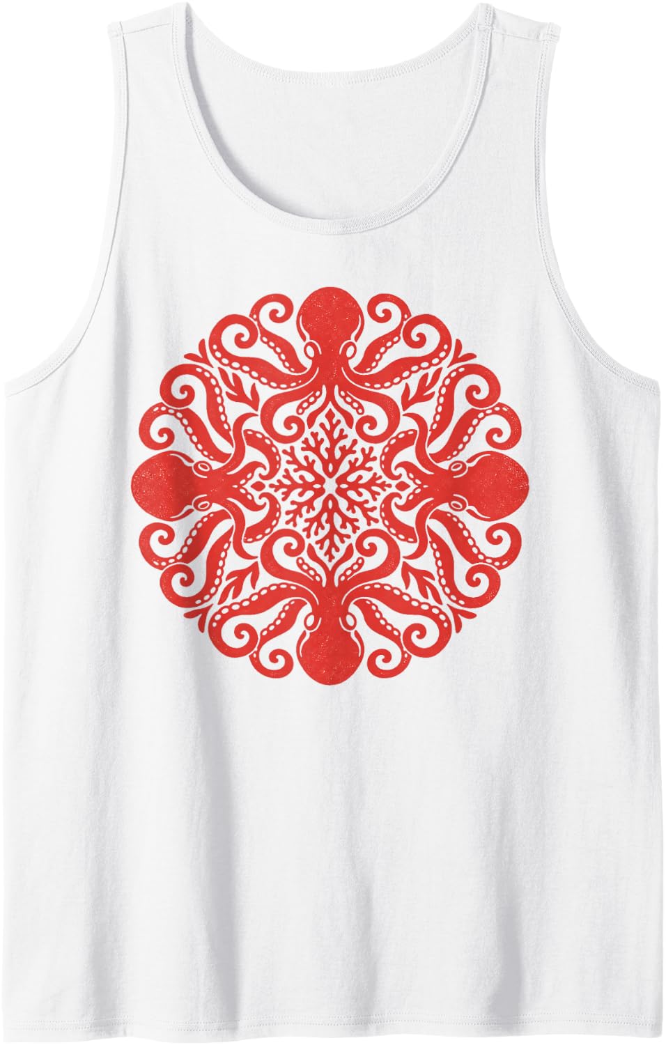Octopus Hawaiian Quilt Pattern Ocean Lover Sleeveless Tank Top - White
