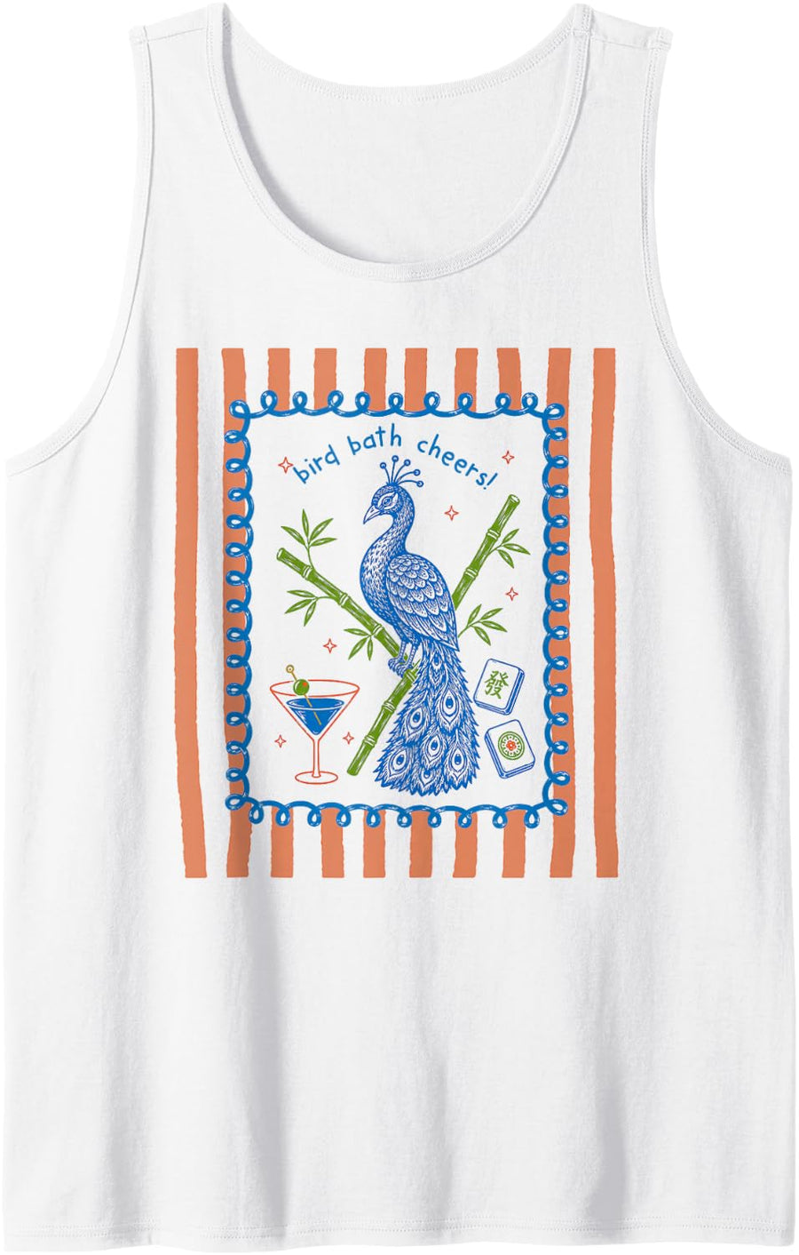 Mahjong Bird Bam Cheers Preppy Shirt Mah Jong Player Wine Tank Top - White