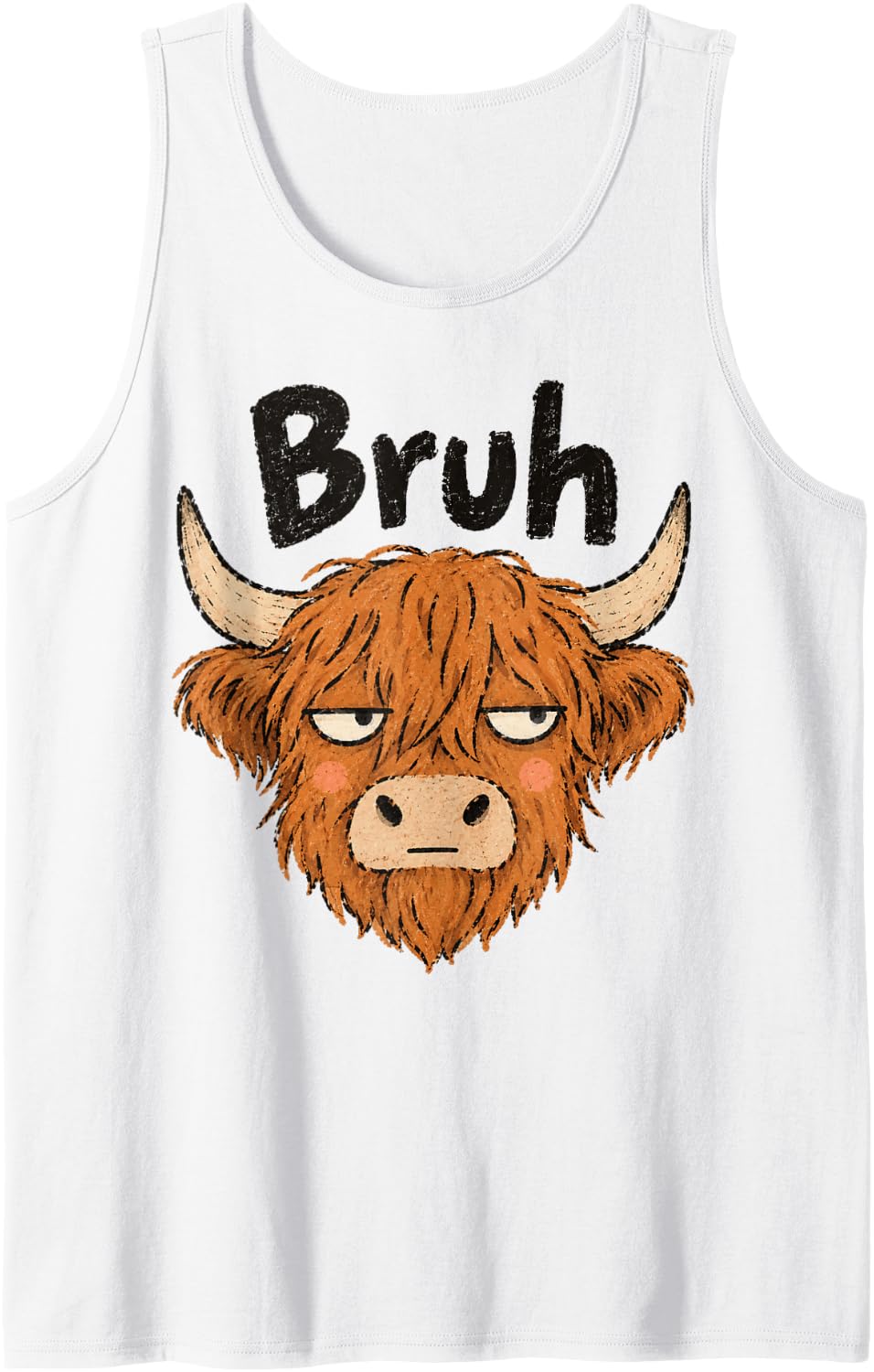 Highland Cow Bruh Sleeveless Tank Top - White